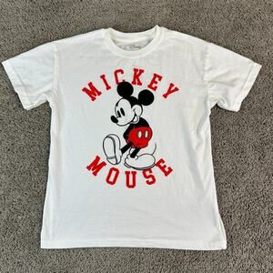 Disney Shirt Womens Medium White Red Mickey Mouse Short Sleeve Jerry Leigh